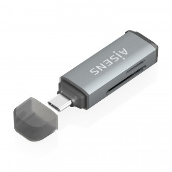 AISENS Lector De Tarjetas SD, Micro SD, MMC, Rs-MMC, MMC Micro, USB-C, Gris ASCR-2C10-GR