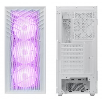 CoolBox GAMING CAJA ATX GA300 GRIDLINE ARGB WHITE USB-C 3.2 GEN1 SIN FTE + 5 VENTILADORES COO-CHA-GA300W-0