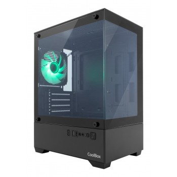 CoolBox GAMING CAJA MATX GM200 VISION LITE NEGRA USB-C 3.2 GEN1 SIN FTE + 1 VENT. ARGB COO-CHA-GM200B-0