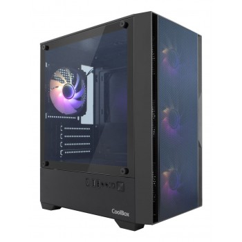 CoolBox GAMING CAJA MATX GM220 FUSION NEGRA MESH USB-C 3.2 GEN1 SIN FTE+ 4 VENT. ARGB COO-CHA-GM220B-0
