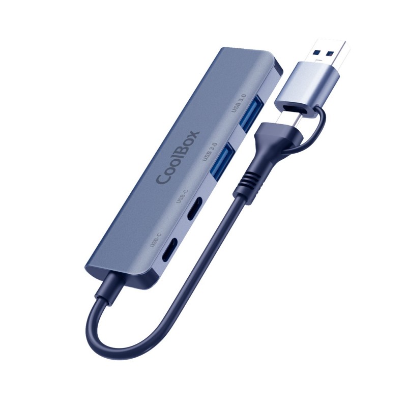 CoolBox HUB4 LITE USB-C A 4 PUERTOS 2USB-C Y 2USB-A 3.2 GEN1 ALUMINIO COO-HUB-C-CCAA