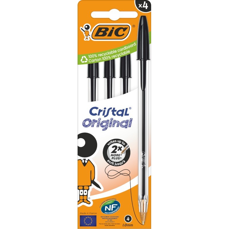 BIC 516335 bolígrafo Negro Medio 4 pieza(s)