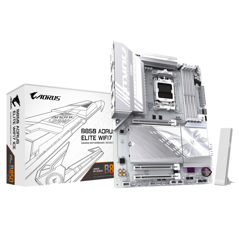 GIGABYTE B850 AORUS ELITE WIFI7 ICE - Socket AM5 - ATX - AMD B850 9MB85EL7E-00-G10