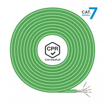 AISENS Cable de Red RJ45 LSZH CPR Cca CAT.7 600 MHZ S FTP AWG23, Verde, 305 m A146-0667