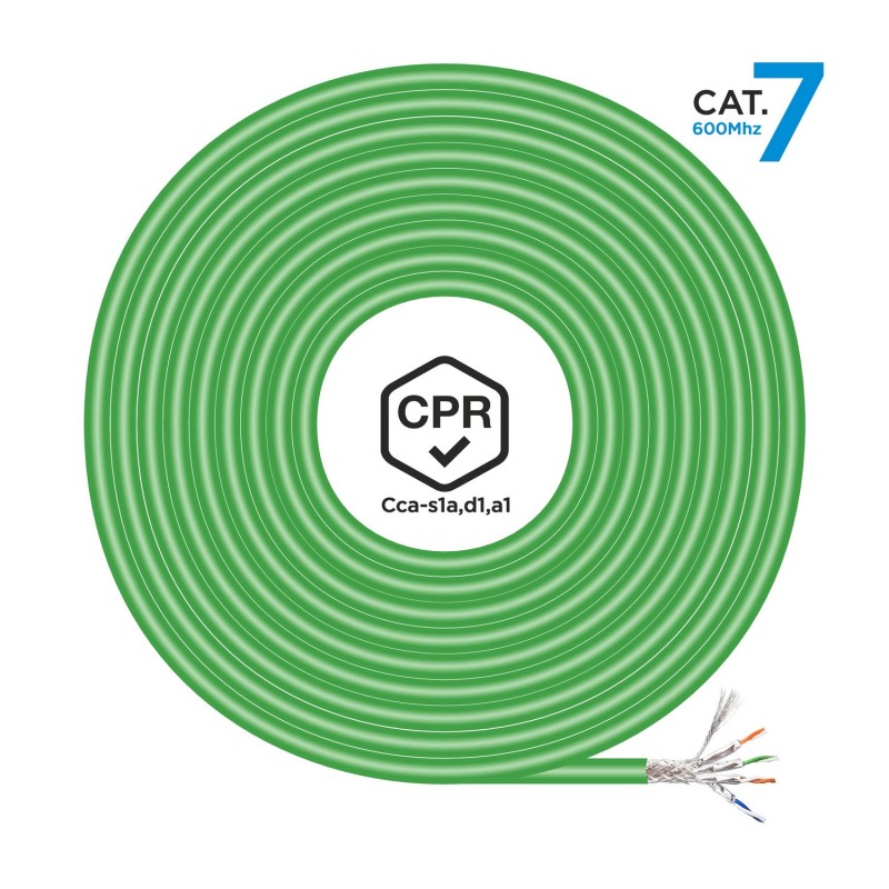 AISENS Cable de Red RJ45 LSZH CPR Cca CAT.7 600 MHZ S FTP AWG23, Verde, 305 m A146-0667