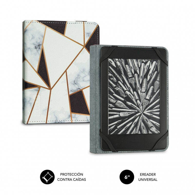 SUBBLIM Funda Libro Electrónico Clever Ebook Case 6" Marmol Negro SUBCUE-1EC011
