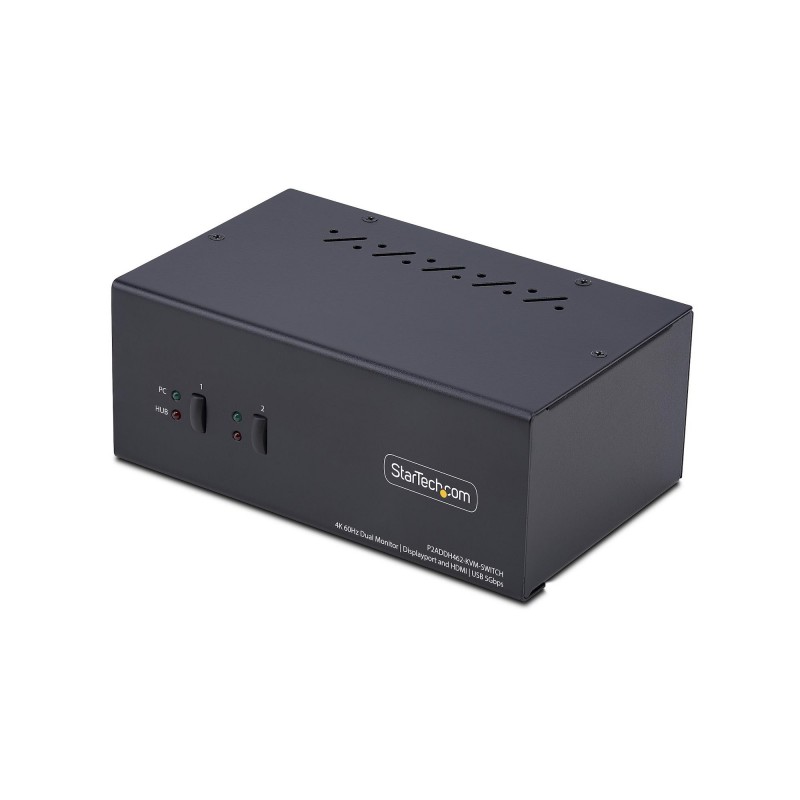 StarTech.com Switch KVM de 2 Puertos DisplayPort HDMI - Conmutador KVM de Dos Monitores - Hub Ladrón P2ADDH462-KVM-SWITCH