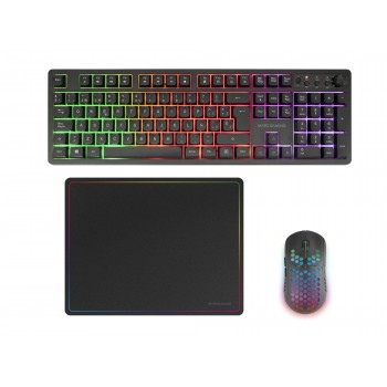 Pack Gaming Mars Gaming MCPWX  Teclado Inalámbrico + Ratón Inalámbrico + Alfombrilla Español Negro MCPWXES