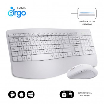 SUBBLIM Teclado con ratón COMBO DUAL OFFICE PROWAVE Blanco SUBKBC-DCOPW1