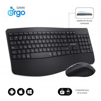 SUBBLIM Teclado con ratón COMBO DUAL OFFICE PROWAVE Negro SUBKBC-DCOPW2