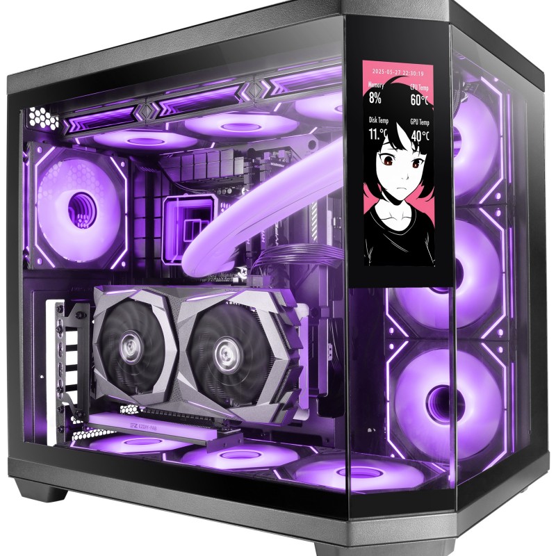 Mars Gaming MC3TCORELCD carcasa de ordenador Midi Tower Negro