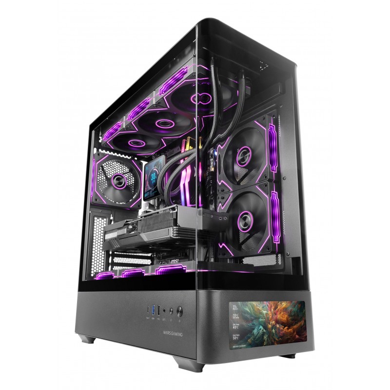 Mars Gaming MCLCDPRO carcasa de ordenador Midi Tower Negro