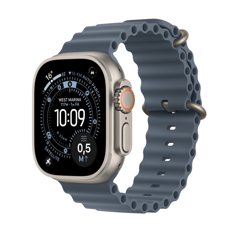 Apple Watch Ultra 3 (GPS + Cellular) - Caja de titanio natural de 49 mm - Correa Ocean azul náutico MEWH4QL A