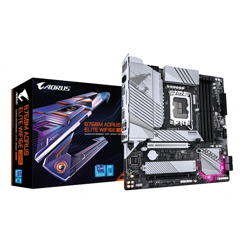 GIGABYTE B760M AORUS ELITE WIFI6E GEN5 - LGA 1700 - micro ATX - Intel B760 9MB76ME65-00-G10