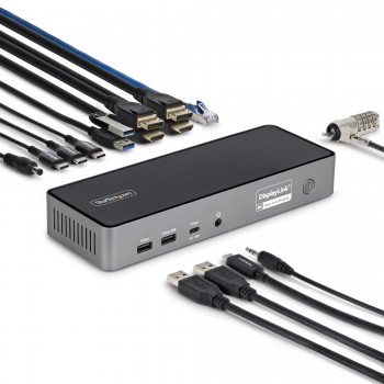 StarTech.com Docking Station Universal USB-C de 3 Pantallas - Docking Station USB Tipo C HDMI DP - P DK30C2DPEPRUE