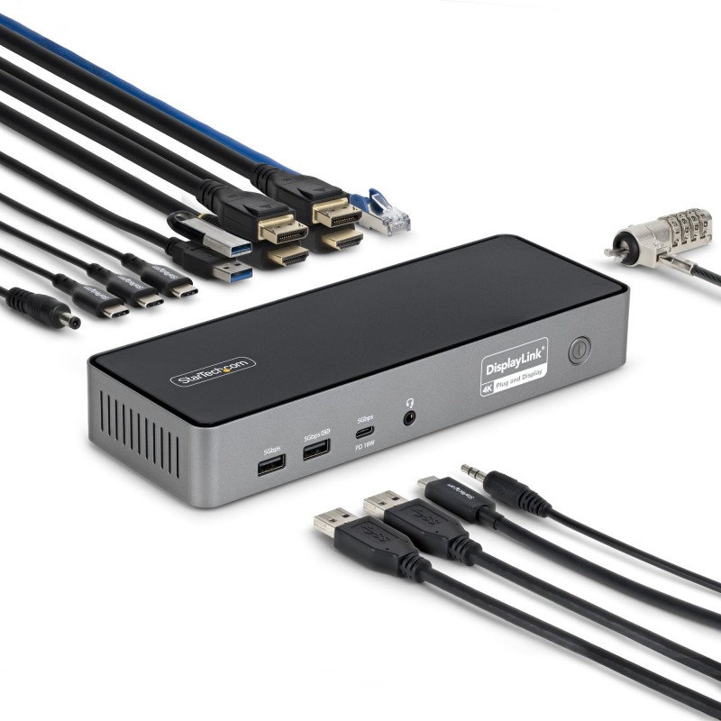 StarTech.com Docking Station Universal USB-C de 3 Pantallas - Docking Station USB Tipo C HDMI DP - P DK30C2DPEPRUE