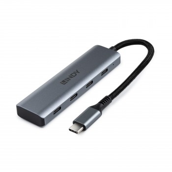 Lindy 43414 hub de interfaz USB 3.2 Gen 2 (3.1 Gen 2) Type-C 10000 Mbit s Gris