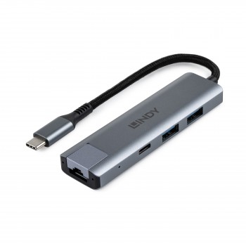 Lindy 43422 hub de interfaz USB 3.2 Gen 2 (3.1 Gen 2) Type-C 10000 Mbit s Gris
