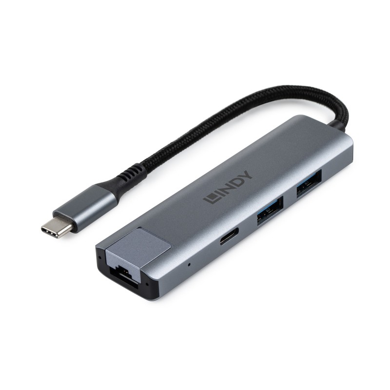 Lindy 43422 hub de interfaz USB 3.2 Gen 2 (3.1 Gen 2) Type-C 10000 Mbit s Gris