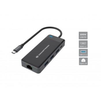 Conceptronic DONN14G base para portátil y replicador de puertos Alámbrico USB 3.2 Gen 1 (3.1 Gen 1) 