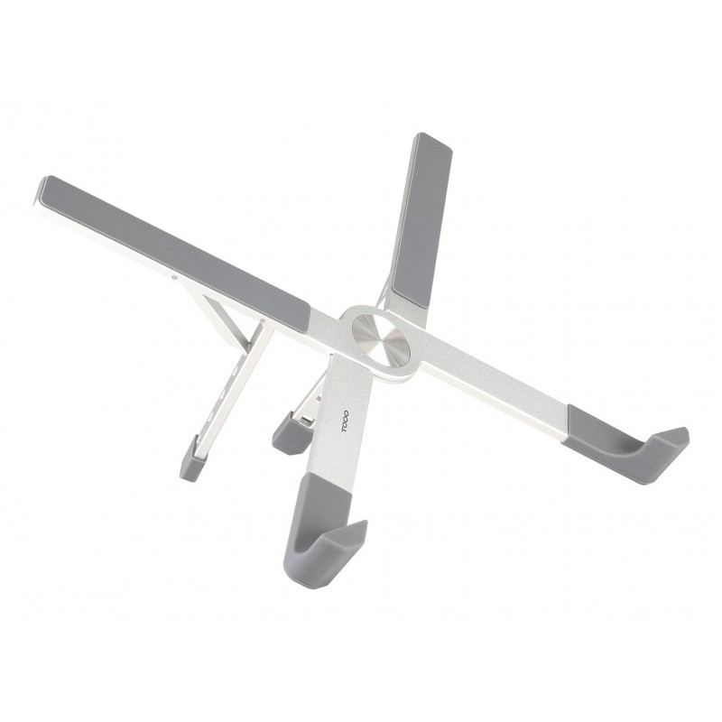 TooQ Soporte elevador plegable de aluminio para portátiles, Plata TQLRS0036-AL