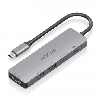 AISENS USB-C Dock 5 en 1, USB-C a 1xHDMI 2xUSB-A 1xUSB-C 1xUSB-C PD, Gris, 15cm ASUC-5P028-GR