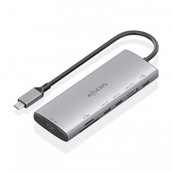 AISENS USB-C Dock 7 en 1, USB-C a 1xHDMI, 1xUSB-A 10G, 2xUSB-C 10G, 1xSD, 1xMicroSD, 1xUSB-C PD 100W ASUC-7P031-GR
