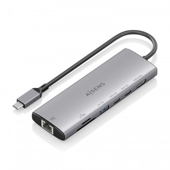AISENS USB-C Dock 7 en 1, USB-C a 1xHDMI, 1xRJ45, 1xUSB-A 10G, 2xUSB-C 10G, 1xSD, 1xMicroSD, Gris, 2 ASUC-7P032-GR