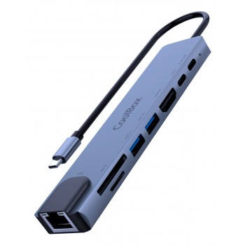 CoolBox MINIDOCK C81 ALUMINIO USB-C A HDMI 4K 2xUSB-A PD 100W USB-C SD MICROSD RJ45 COO-DOCK-C-81