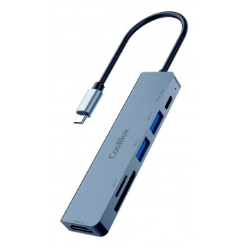CoolBox MINIDOCK C61 ALUMINIO USB-C A HDMI 4K 2xUSB-A USB-C PD SD MICROSD PC MAC CONSOLAS COO-DOCK-C-61