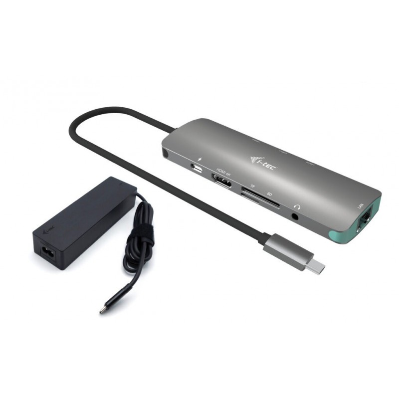 i-tec USB-C Metal Nano Docking Station 4K HDMI LAN with Power Delivery 100W + Universal Charger 100W C31NANOLANPD100