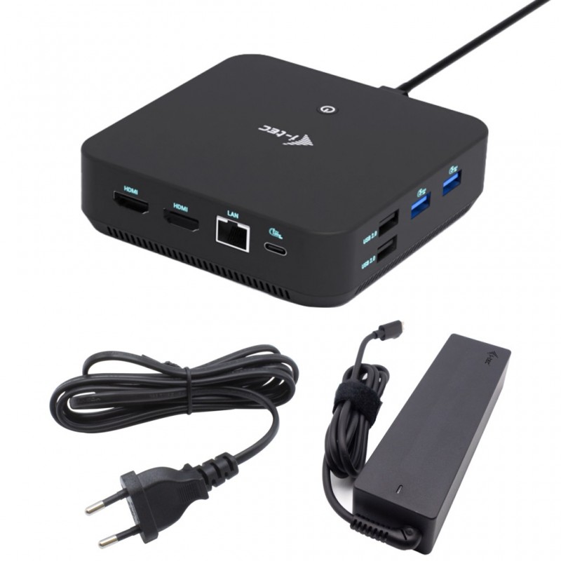 i-tec USB-C DP Dual HDMI Docking Station with Power Delivery 100 W + Universal Charger 100W C31TRIVIDPRO100W