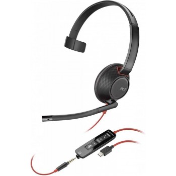 POLY Auriculares Blackwire 5210 monaural USB-C + conector de Negro 8X230AA