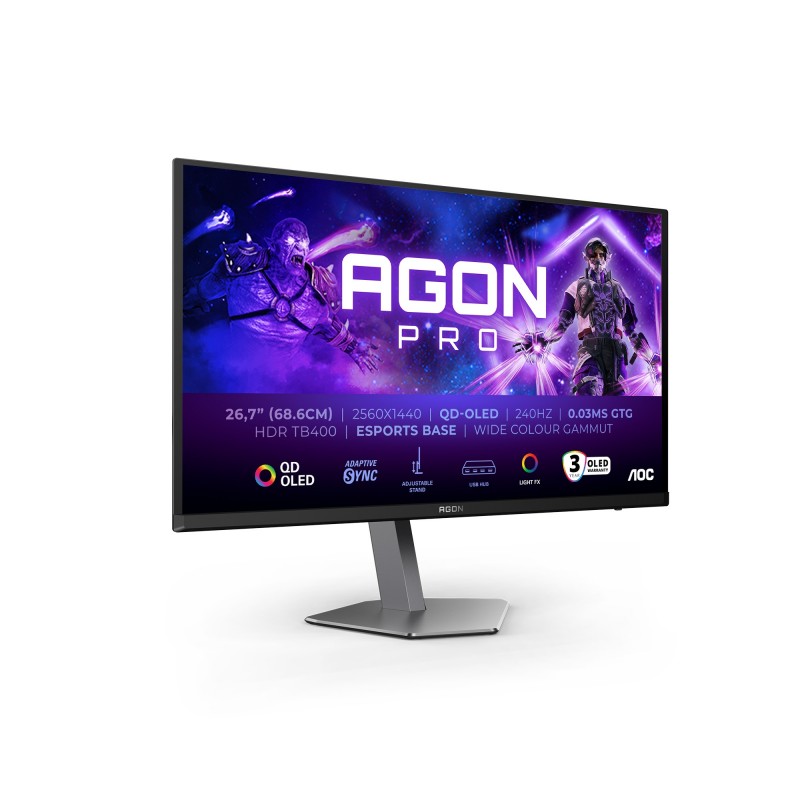 AOC AGON PRO AG276QZD2 - 26.5" Quad HD - QD-OLED - Gris - 240Hz