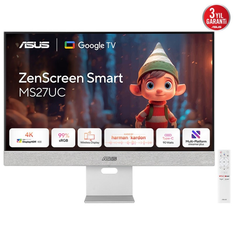 ASUS ZenScreen Smart Monitor MS27UC - 27" 4K Ultra HD - LCD - Gris - 60Hz 90LM0A3H-B01O70
