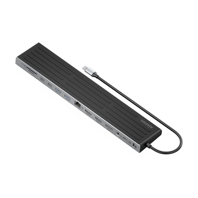 AISENS USB-C Dock 13 en 1, USB-C A 2xHDMI, 1xDisplayPort, 1xRJ45, 3xUSB-A, 2xUSB-C, 1xUSB-C PD, 1xSD ASUC-13P042-GR