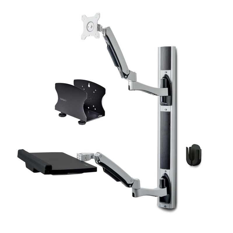 StarTech.com Estación de Trabajo Soporte de Pared para Monitor VESA de 27 Pulgadas (10kg) con Bracke 2PASTSC-WALL-MOUNT