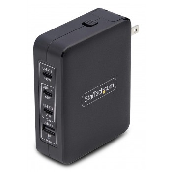 StarTech.com Cargador USB-C USB-A de Pared GaN PD de 140W - 3x USB-C 1x USB-A - Cargador Internacion 3114GCU-WALL-CHARGER