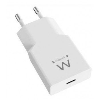Ewent Cargador Rápido USB-C PD de 20W con Tecnología GaN y Diseño Ultrafino EW1310