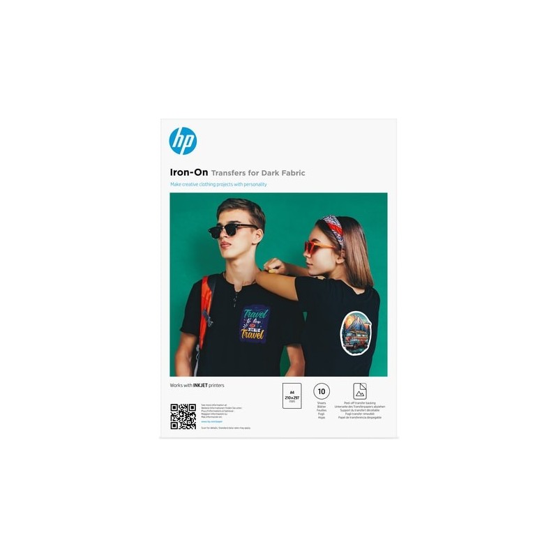 HP Iron-On Transfers para tejido oscuro, A4 (210 x 297 mm), 10 hojas 8L1U7A