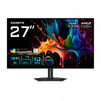 GIGABYTE MO27Q28G Monitor Gaming OLED 27" QHD - 2560 x 1440 - 27" Quad HD - OLED - Negro - 280Hz 20VM0-MO27Q28BK-1EKR