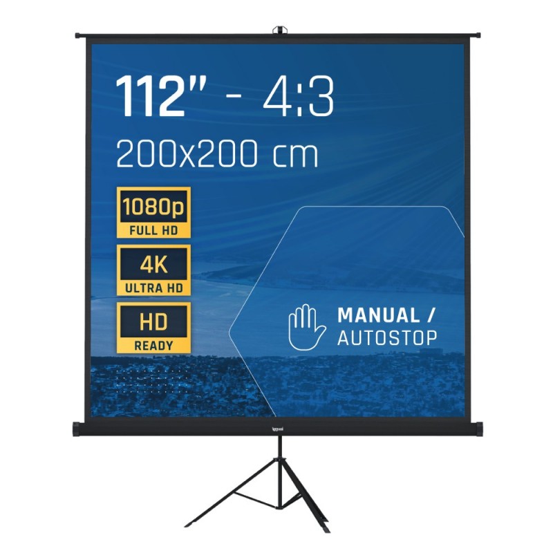 (Desprecintado) iggual Pantalla Mural 200x200 cm con Trípode+bolsa PSITS200