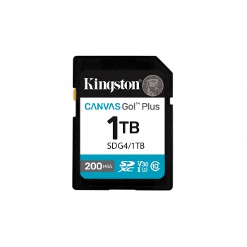Kingston Technology Canvas Go! Plus 1TB SDXC Canvas Go Plus Gen4 200MB s C10 UHS-I U3 V30 SDG4 1TB