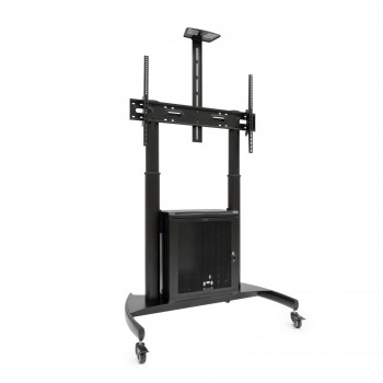 TooQ “NARNIA” Soporte de Suelo con Armario Multiusos + Accesorios Rack para Pantallas 60"- 100", Neg FS20500M-B