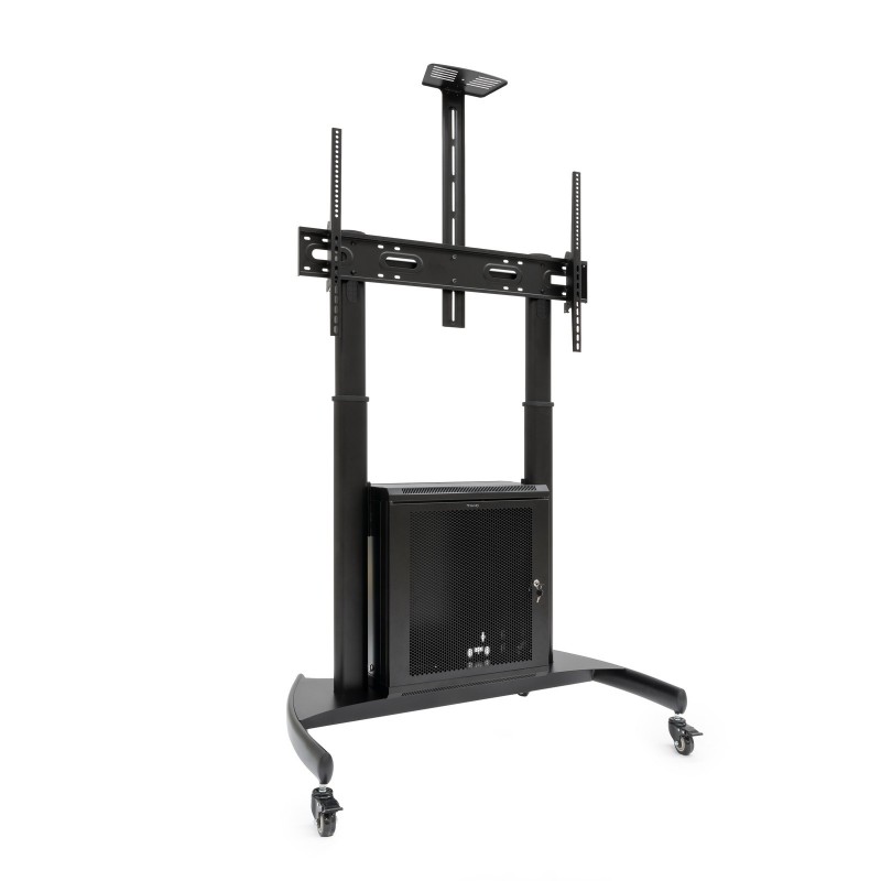 TooQ “NARNIA” Soporte de Suelo con Armario Multiusos + Accesorios Rack para Pantallas 60"- 100", Neg FS20500M-B