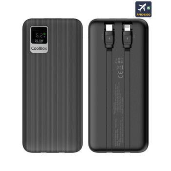 CoolBox POWERBANK DP20 20000MAH LCD+CABLES INTEGRADOS USB-C+  COO-PB20K-DP20