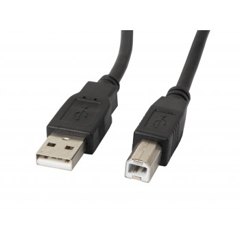 CABLE Lanberg CA-USBA-10CC-0010-BK, 1 m, USB A, USB B, USB 2.0, 0,48 Gbit s, Negro