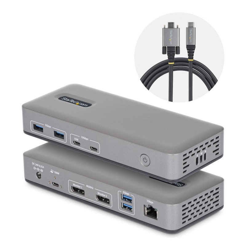 Docking Station USB-C de 2 Monitores DisplayPort - 4K 60Hz - Red Ethernet de 1Gbps - Dock Multipanta 201UE-USBC-DOCK