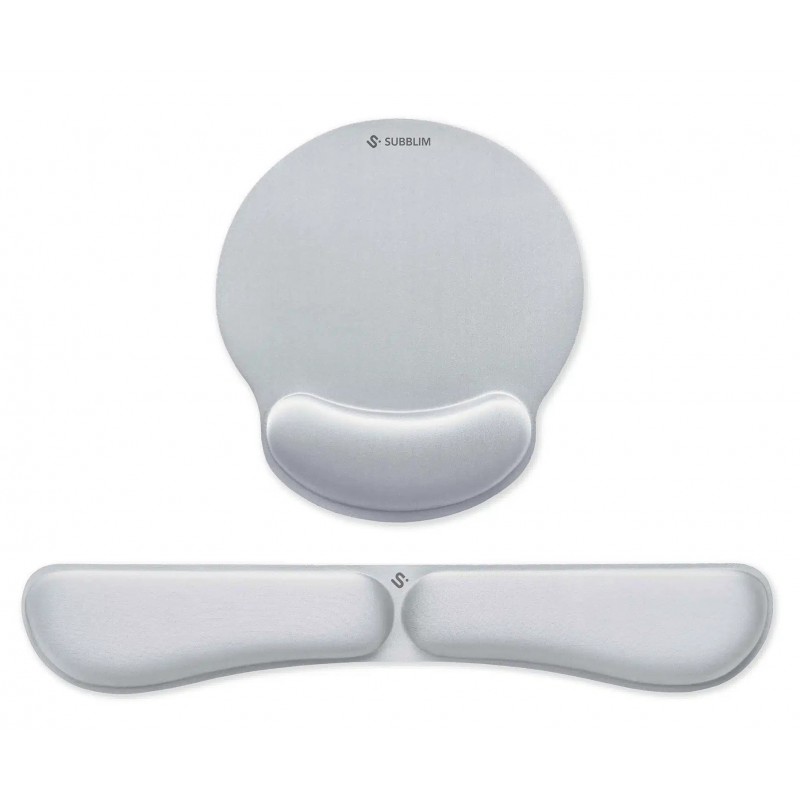 SUBBLIM Pack Ergo Memoryflex – Conjunto de alfombrilla para ratón y reposamuñecas para teclado Plata SUBMP-04E021