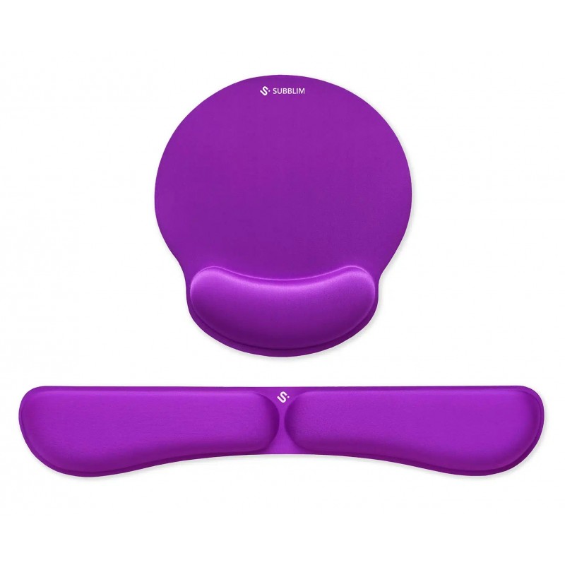 SUBBLIM Pack Ergo Memoryflex – Conjunto de alfombrilla para ratón y reposamuñecas para teclado Púrpu SUBMP-04E022